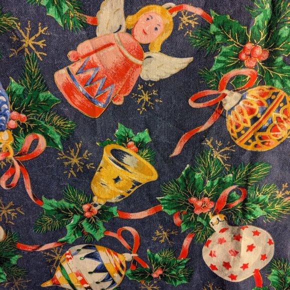 Rustic Country Denim Color Cotton Holiday Table Cloth Ornaments Holly 60"x80" - Picture 5 of 7